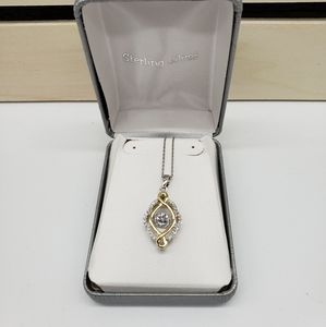 Sterling Silver and Gold Dancing Diamond Necklace